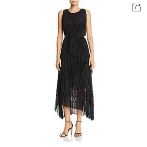 NWT BCBG Lace Pleated Cocktail Dress In Black